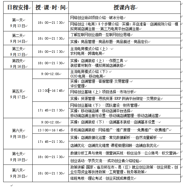 时间安排